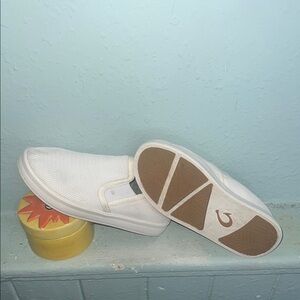 OluKai Kids White Slip-On Shoes